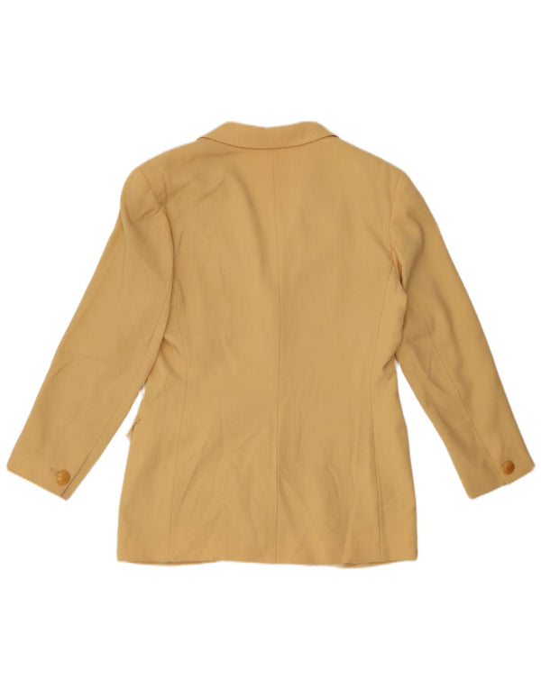 MAX MARA Veste blazer longue à 3 boutons pour femme UK 14 Jaune moyen