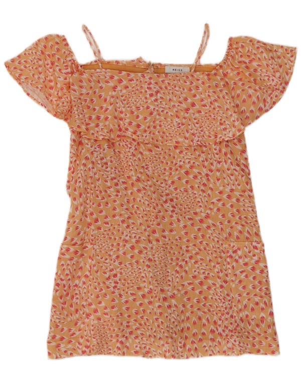 Reiss Robe à volants et épaules dénudées pour fille 7-8 ans Orange Floral Lin