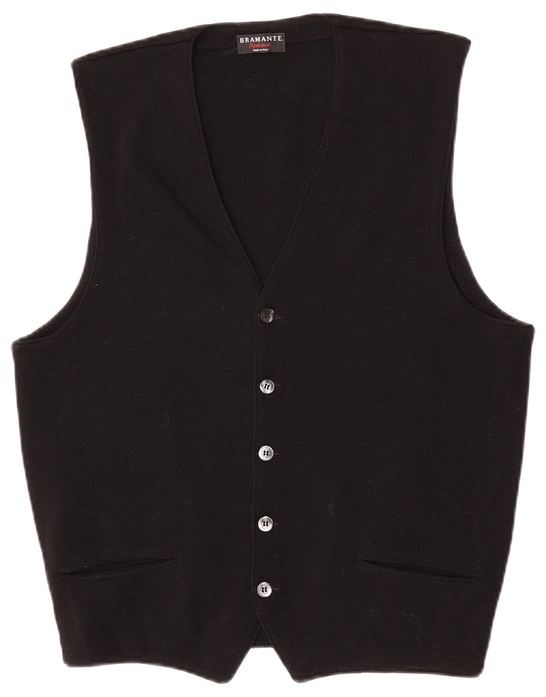 Bramante Pull Cardigan sans Manches Homme IT 48 Laine Vierge Noir Moyen