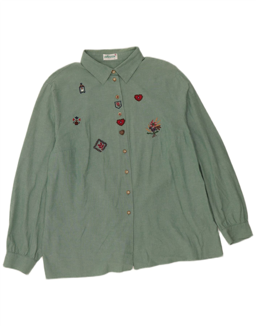 Petressa Chemise ample pour femme EU 44 XL Vert Floral Coton