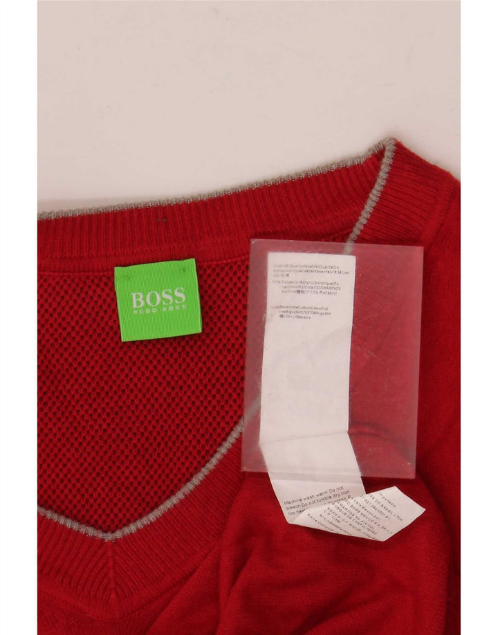 Hugo Boss Homme Pull col V Large Rouge Polyacrylique