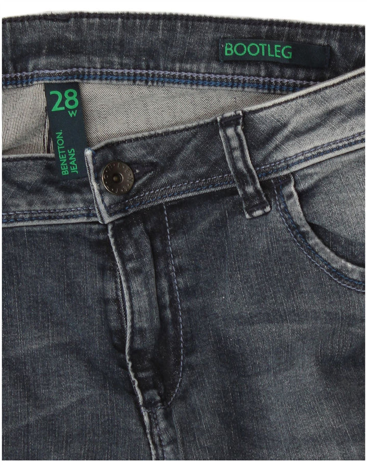 Benetton Jean bootcut femme délavé à l'acide W28 L33 coton bleu