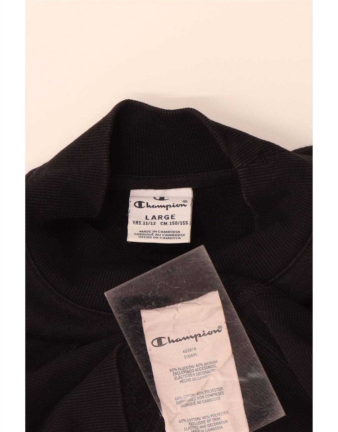 CHAMPION Sweat-Shirt Graphique Fille 11-12 Ans Grand Coton Noir