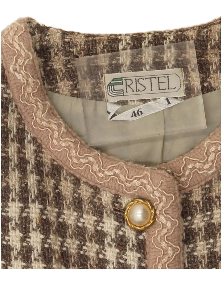 vintage Femme 4 Bouton Blazer Veste IT 46 Grand Pied-de-Poule Brun