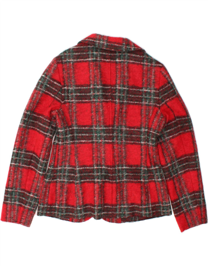 VINTAGE Womens Overcoat UK 12 Medium Red Check Wool Vintage Vintage and Second-Hand Vintage from Messina Hembry 
