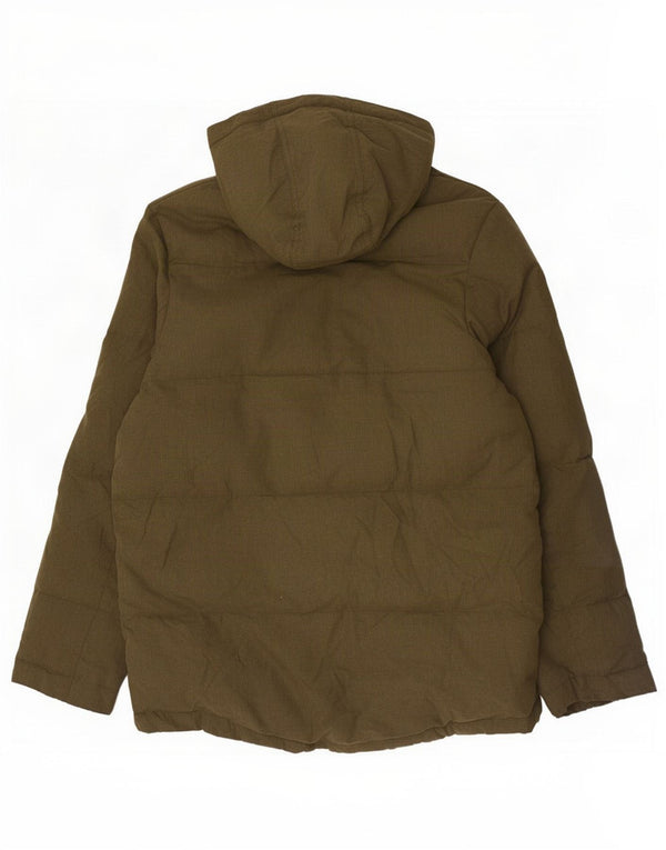 Fred Perry Mens Hooded Padded Jacket UK 38 Medium Khaki