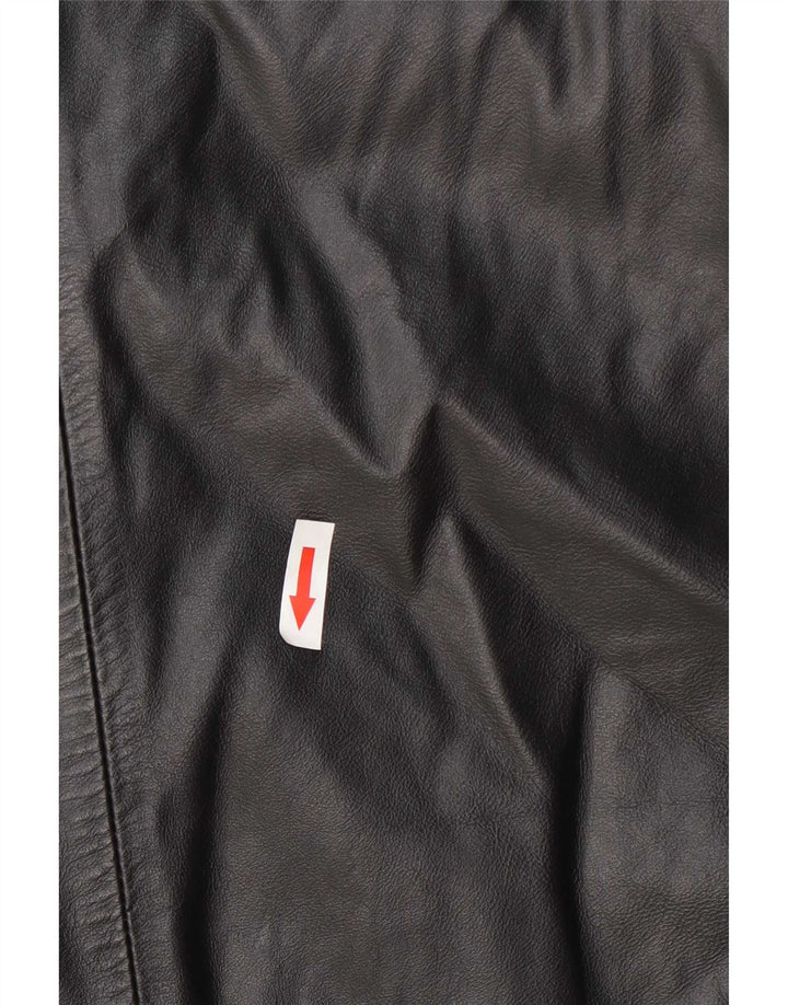 manteau en cuir femme vintage IT 42 Moyen Noir