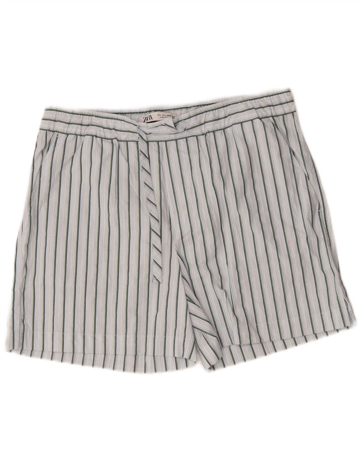 Zara Short Chino Homme Large W32 Coton Rayé Bleu