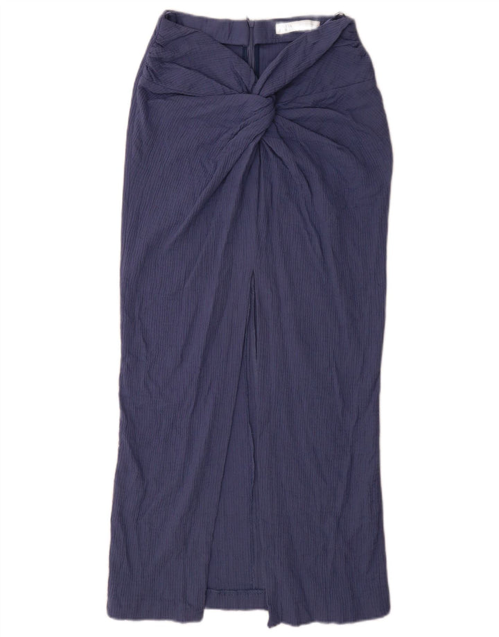 Zara Femme Jupe Maxi Moyenne W28 Bleu Coton