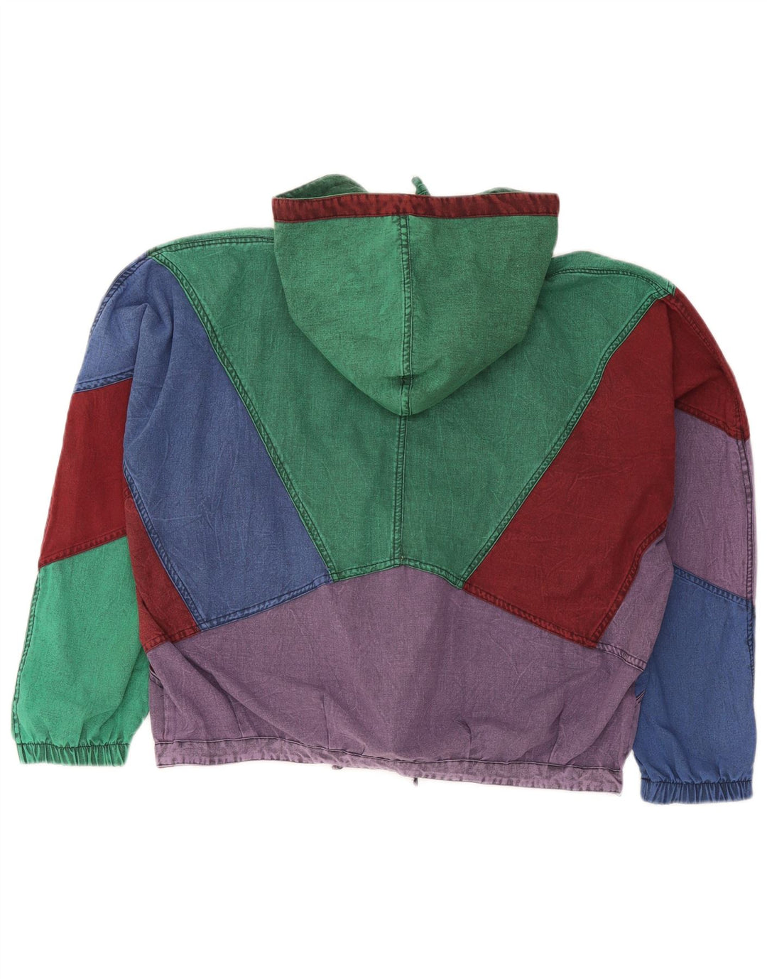 Brugi Veste en jean à capuche pour femme UK 14 Large Multicolore Colourblock