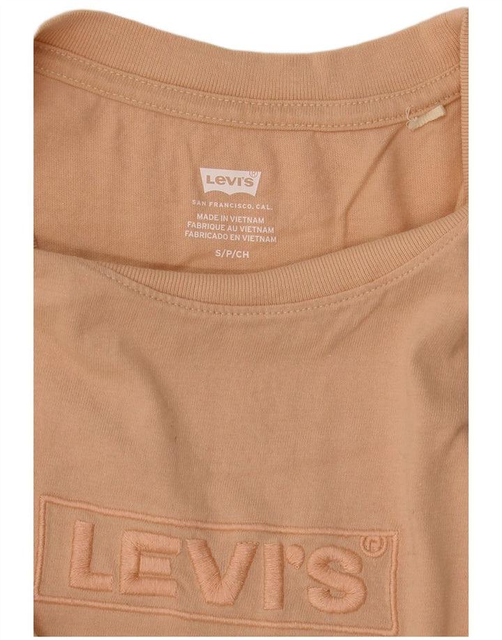 Levi's T-shirt graphique surdimensionné pour femme UK 10 Small Beige