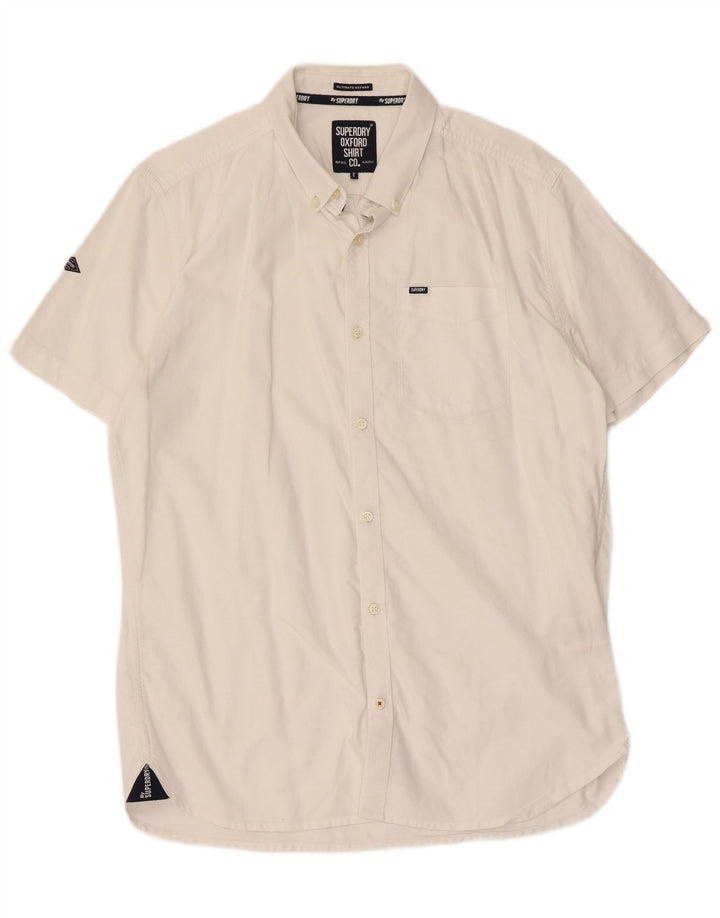 SUPERDRY Mens Short Sleeve Shirt XL White Cotton