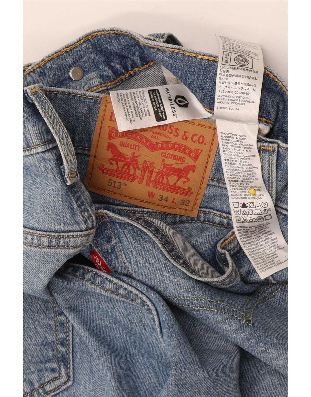 Levi's Jean Slim Droit 513 Homme Bleu W34 L32 Coton