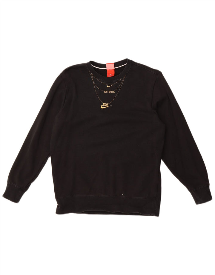 NIKE Sweat-shirt surdimensionné graphique pour femme UK 6 XS Coton noir