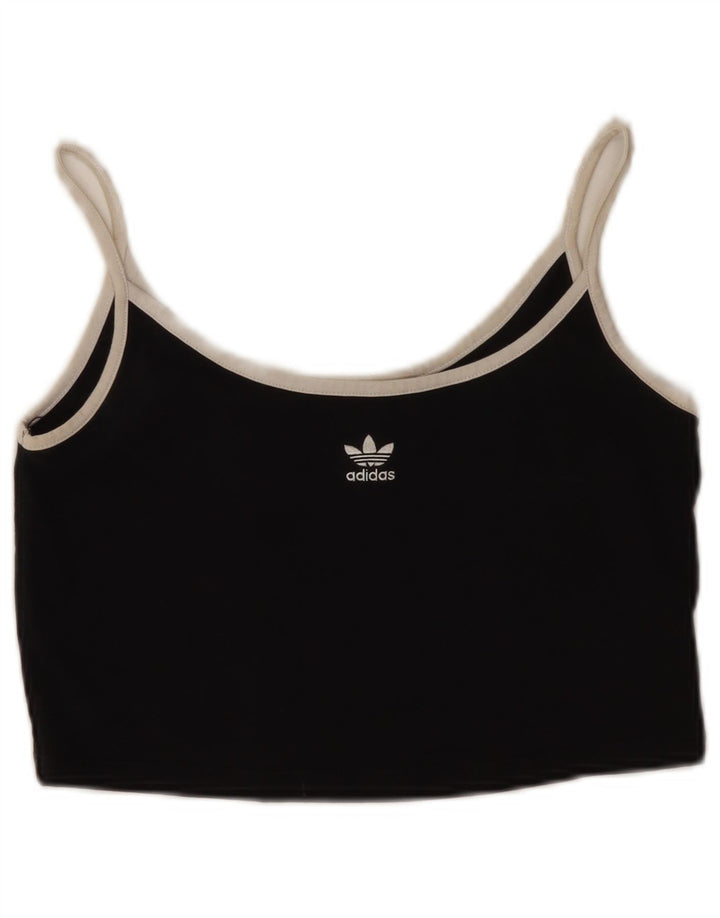 Adidas Femmes Crop Cami Top UK 8 Petit Noir Coton