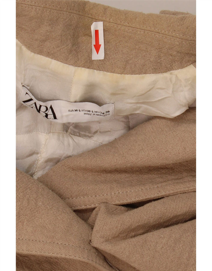 ZARA Manteau croisé pour femme UK 14 Coton beige moyen