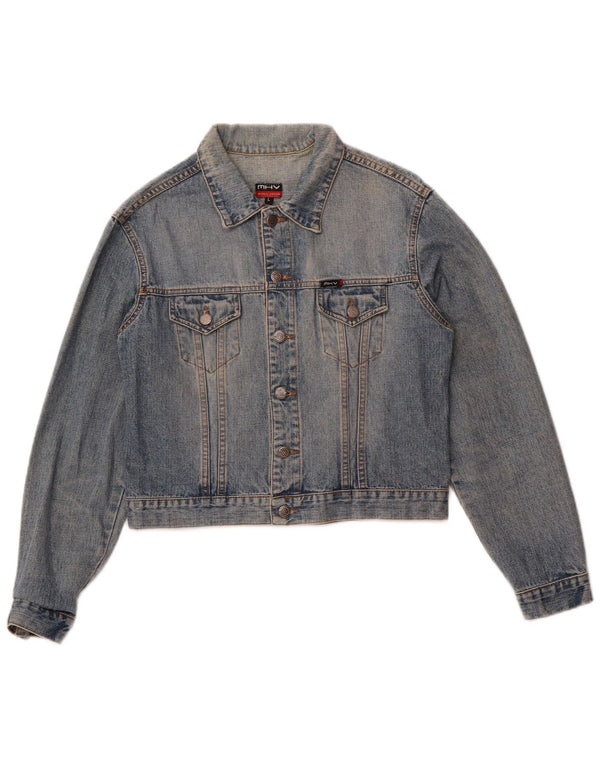 veste en denim femme vintage UK 16 Grand Bleu
