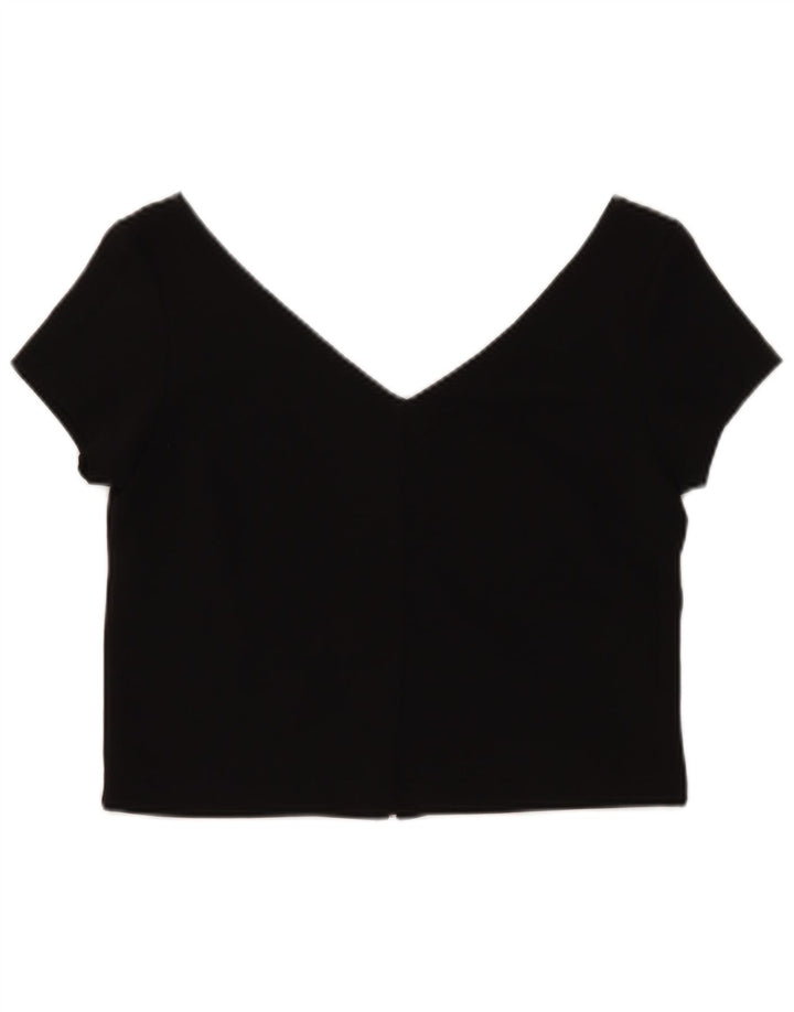 Zara Femme Crop Top UK 44 Large Noir Polyester