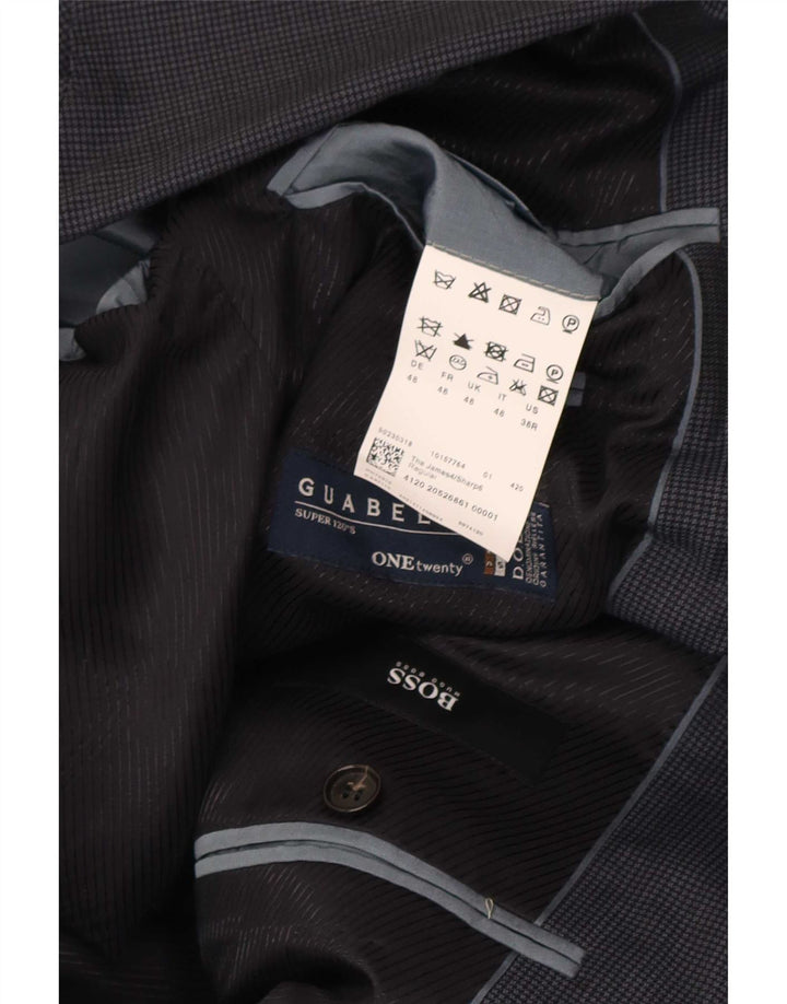 Hugo Boss Veste blazer à 2 boutons pour homme EU 48 en laine pied-de-poule gris moyen