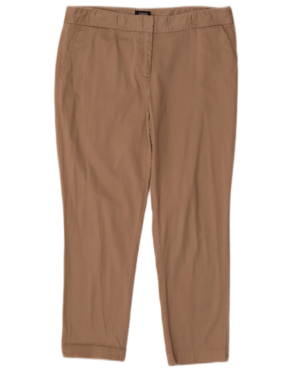 Oasis Womens Slim Cropped Trousers UK 12 Medium W30 L24 Beige Cotton
