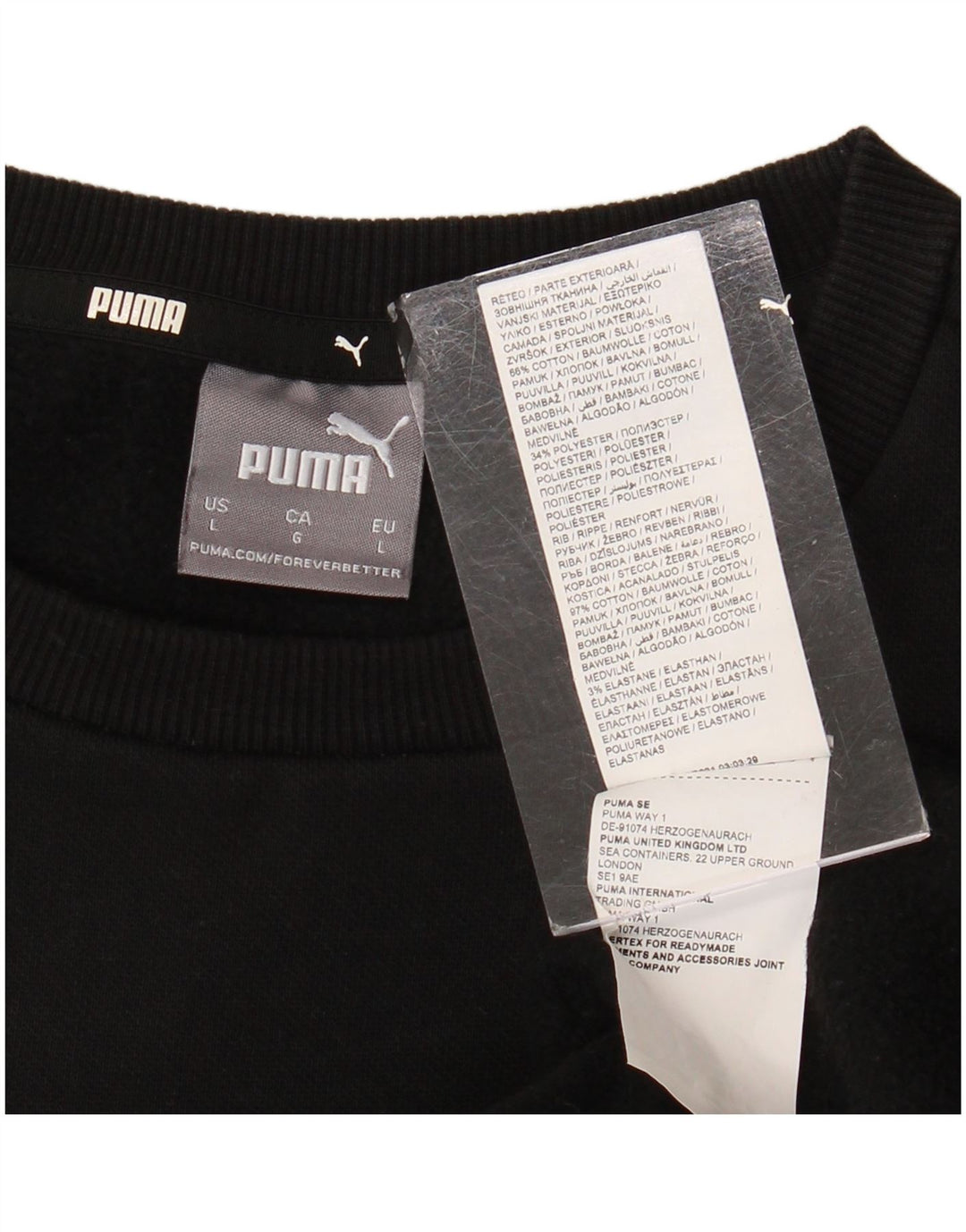 Puma Sweat-shirt pour homme en coton noir Taille L