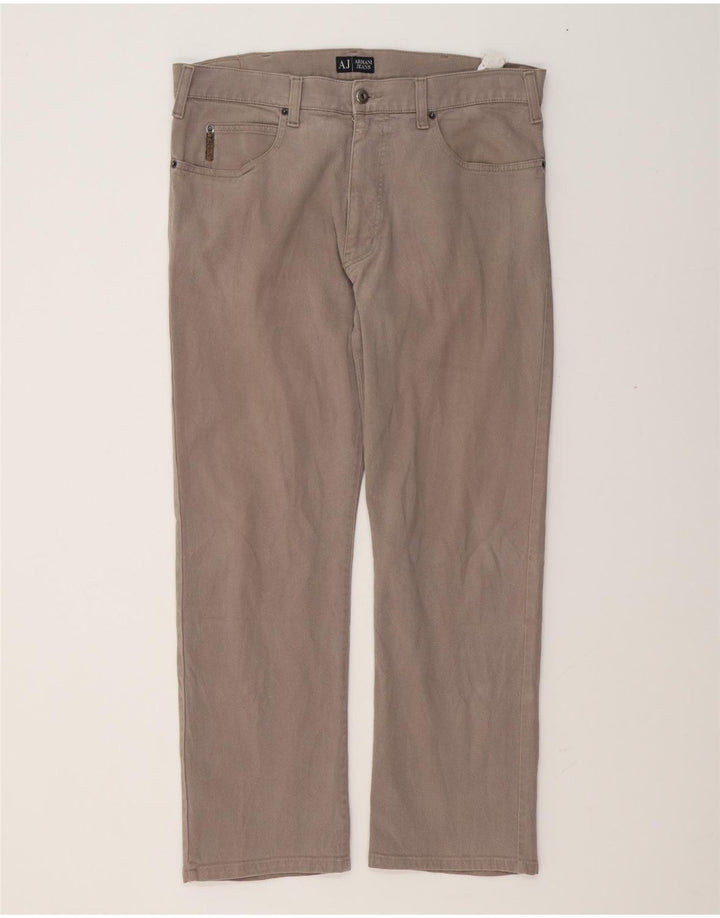 Armani Pantalon décontracté droit pour homme W36 L28 Gris Coton