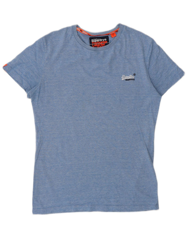 Superdry T-Shirt Top XS Bleu Pinstripe Cotton Homme
