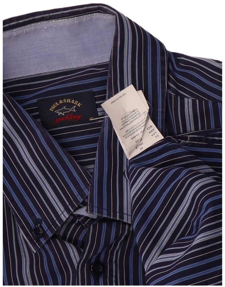 PAUL & SHARK Chemise Homme Taille 45 XL Bleu Marine Rayé Coton