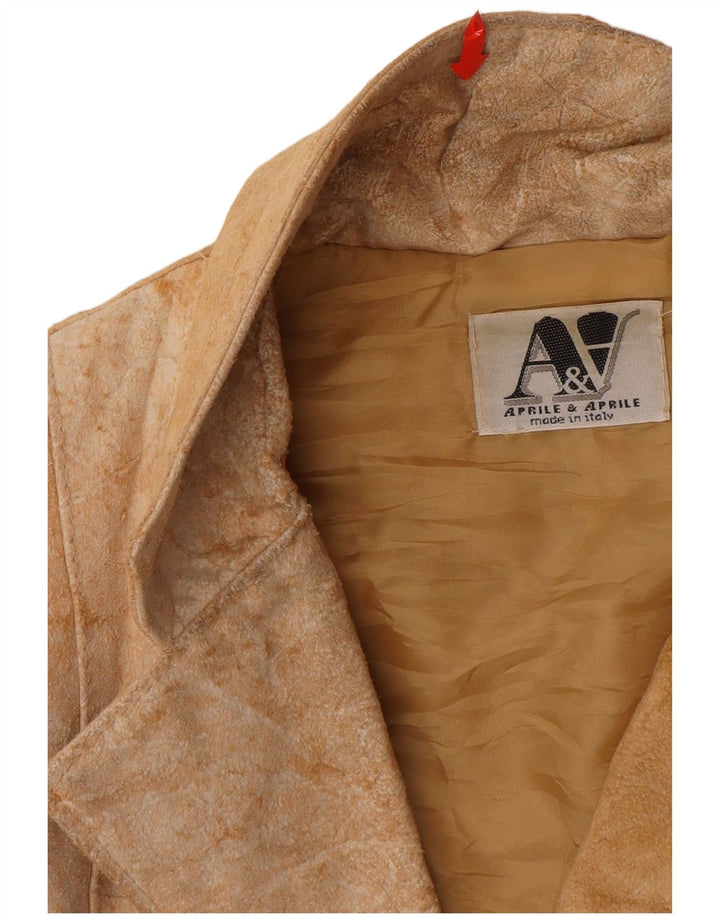 VINTAGE Veste en daim femme UK 12 Cuir beige moyen