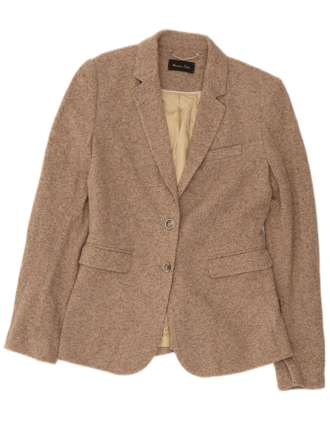 Massimo Dutti Veste Blazer 2 Boutons Femme EU 38 Petite Laine Mouchetée Beige