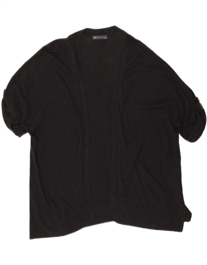 Marks & Spencer Haut cardigan ouvert à manches courtes pour femme UK 16 Large Noir