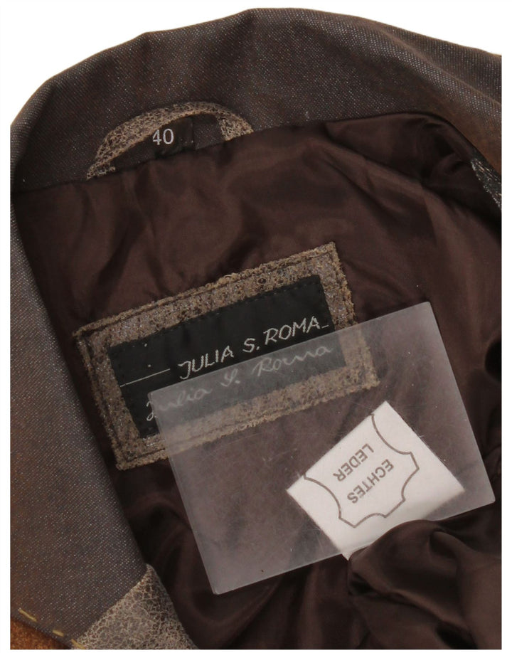 Julia S. Roma Veste blazer 3 boutons pour femme EU 40 Marron moyen patchwork