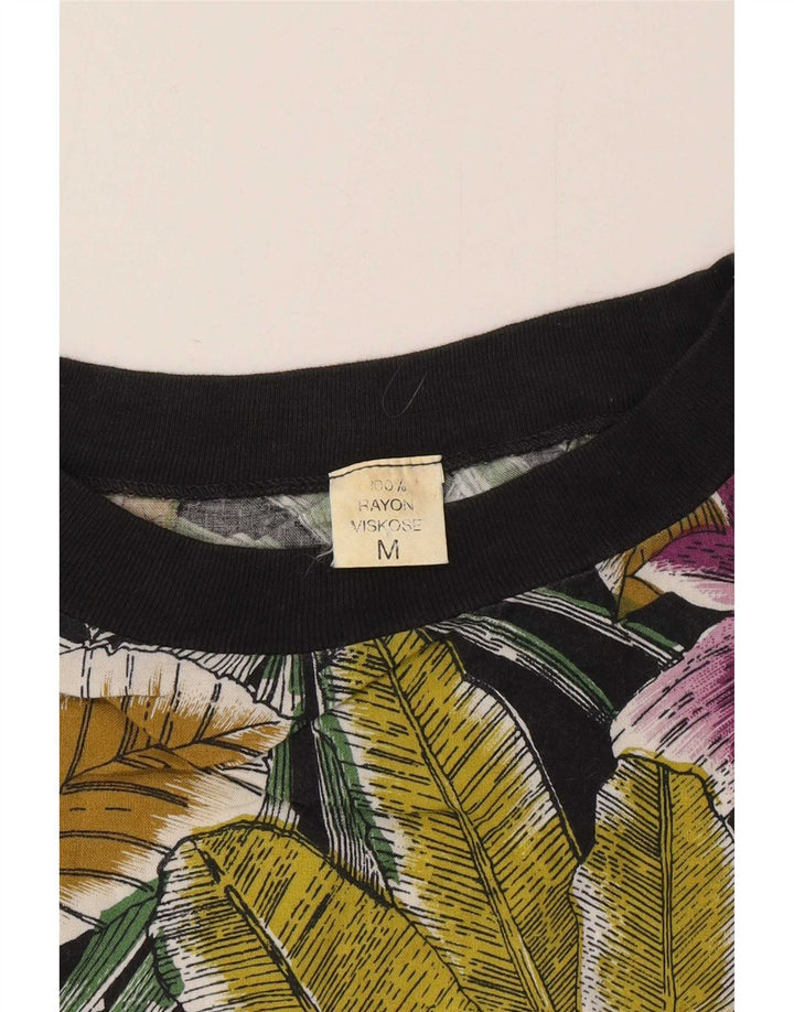 vintage Mens T-Shirt Top Moyen Rayonne Florale Multicolore