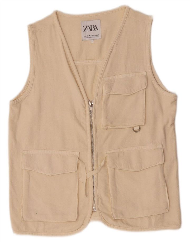 Zara Gilet Utilitaire Garçon 9-10 Ans Coton Beige