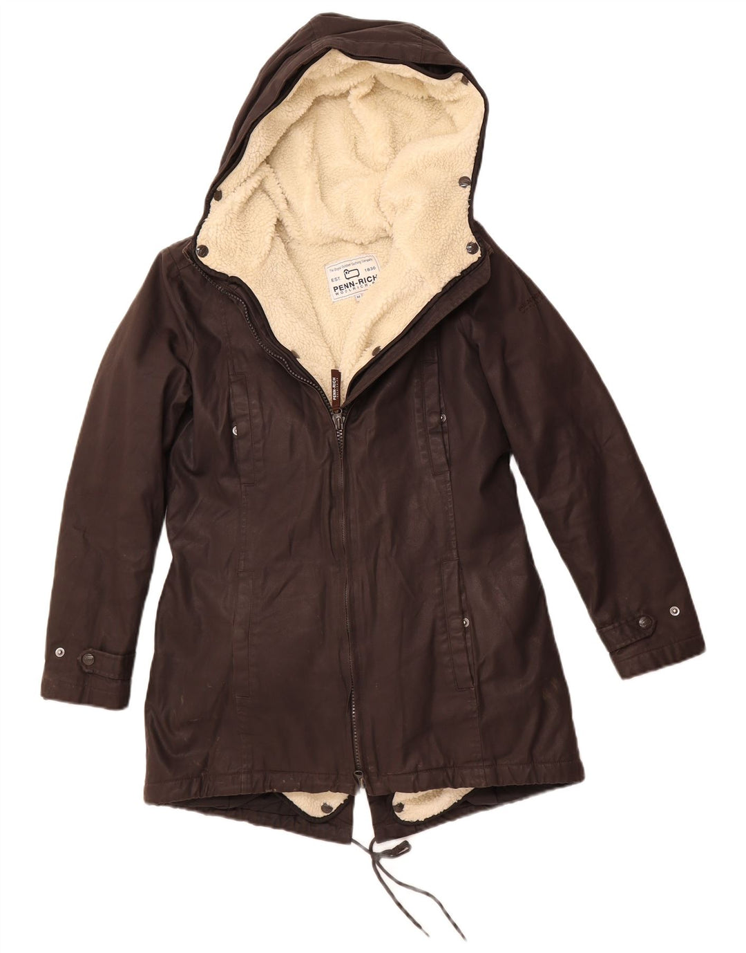 WOOLRICH Parka à capuche pour femme UK 14 Marron moyen Polyester