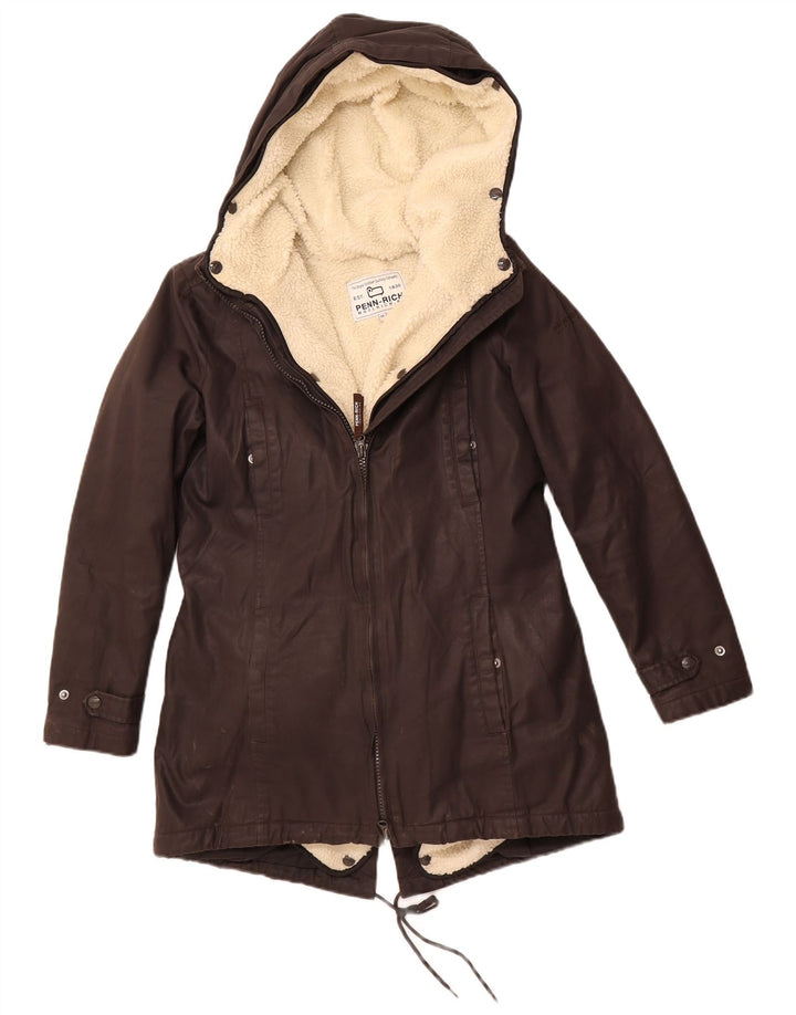 WOOLRICH Parka à capuche pour femme UK 14 Marron moyen Polyester
