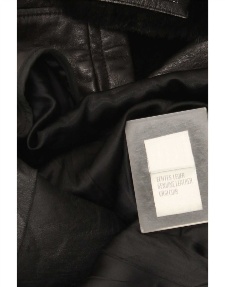 Zaffers Manteau En Cuir Croisé Femme IT 42 Cuir Noir Moyen