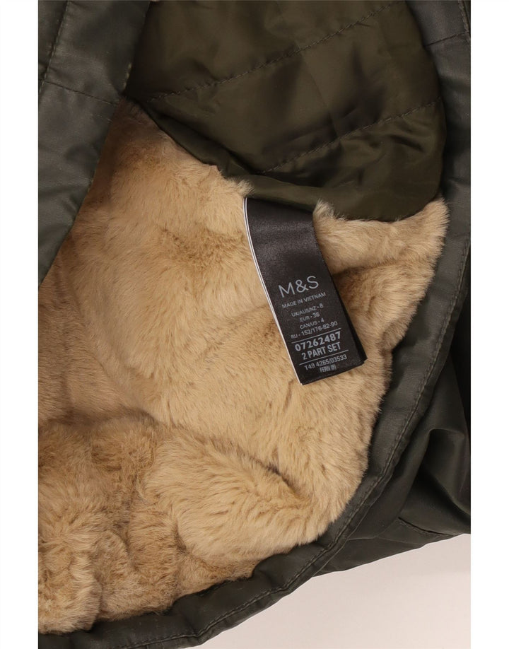 Marks & Spencer Veste cirée à capuche surdimensionnée pour femme UK 8 Small Kaki