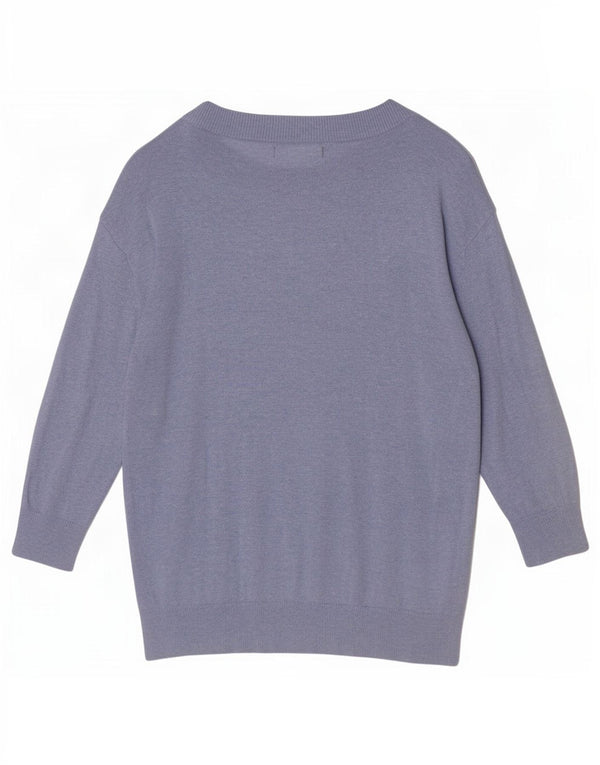 Marks & Spencer Pull à manches 3/4 et col bateau pour femme - Taille S - Bleu