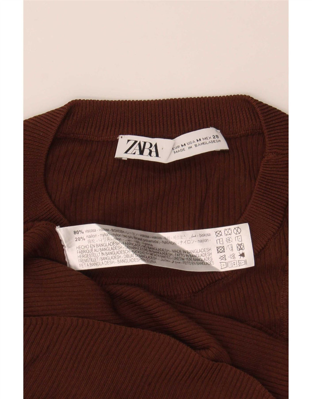 Zara Débardeur Femme UK 12 Viscose Marron Moyen