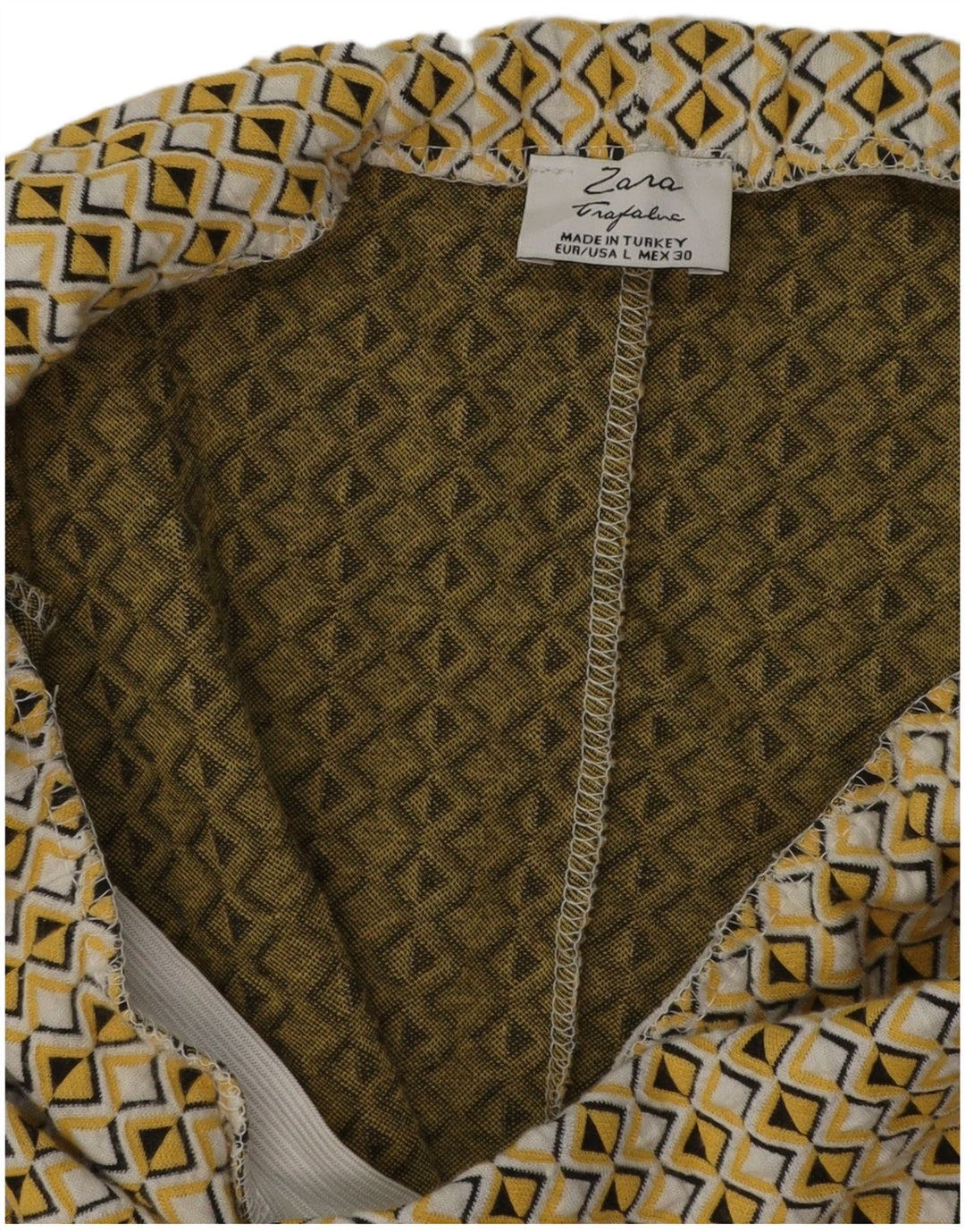 Zara Femme Jupe Crayon Large W30 Jaune Géométrique