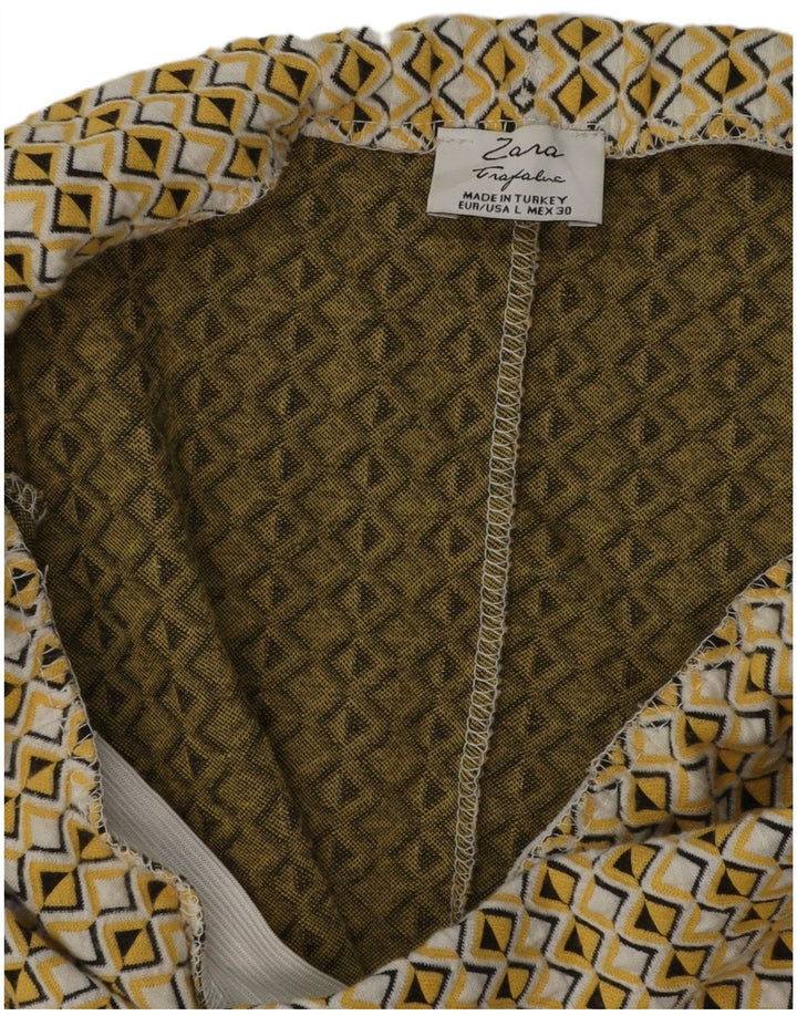 Zara Femme Jupe Crayon Large W30 Jaune Géométrique