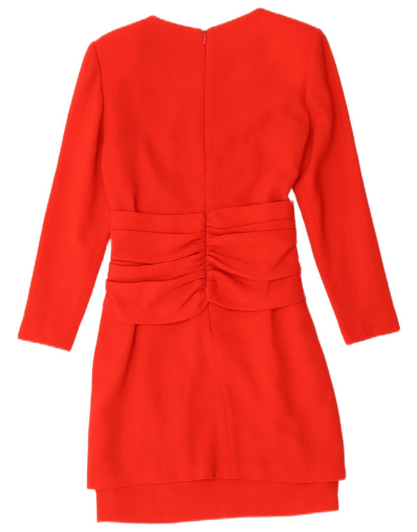 Robe fourreau à manches longues femme vintage UK 10 Petit Rouge