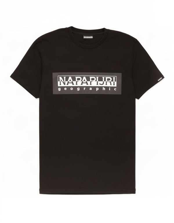 Napapijri Homme Geographic Graphic T-Shirt Top XS Noir Coton