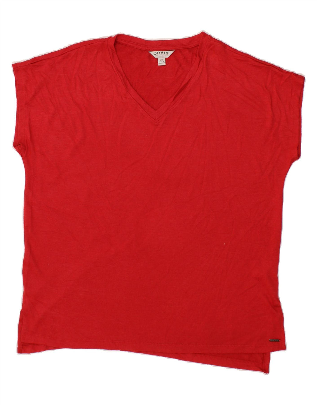 ORVIS Womens Loose Fit T-Shirt Top UK 16 Large Red Polyester Vintage Orvis and Second-Hand Orvis from Messina Hembry 