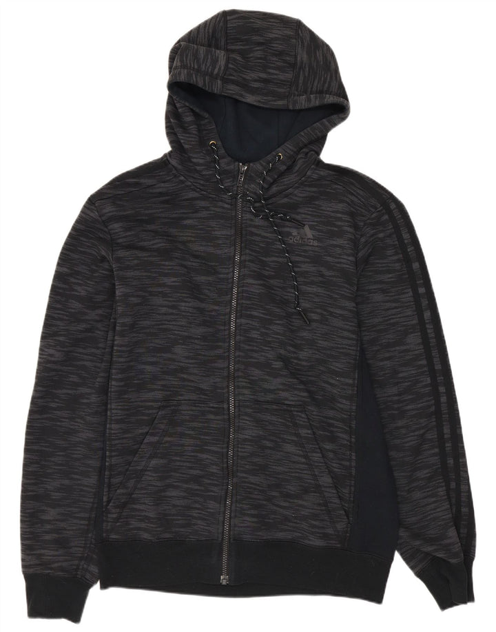 ADIDAS Pull à capuche zippé Climalite pour homme, petit, gris, coton color block