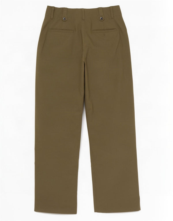 Zara Pantalon Chino Taille Haute Jambe Large Femme XS W24 L28 Kaki Polyester