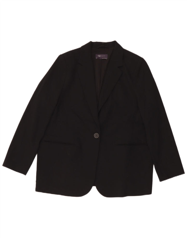Marks & Spencer Veste blazer surdimensionnée à 1 bouton pour femme UK 18 XL Noir