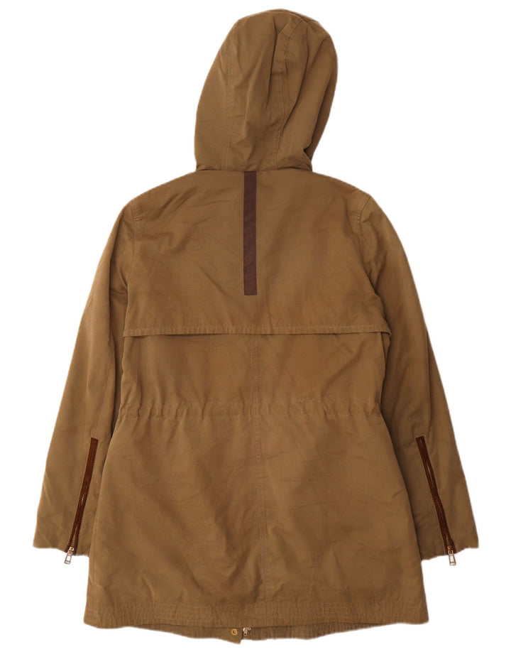 Zara Parka à capuche pour femme UK 14 Medium Kaki Polyester