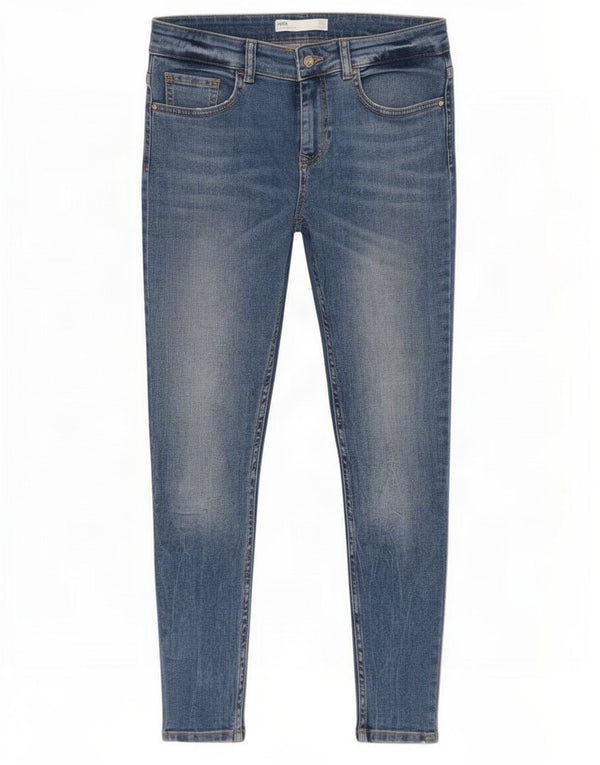 Zara Jean skinny court pour femme EU 38 Small W28 L25 Bleu Coton